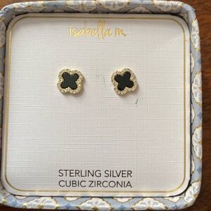 Isabella M Black and Silver Zirconia Earrings
